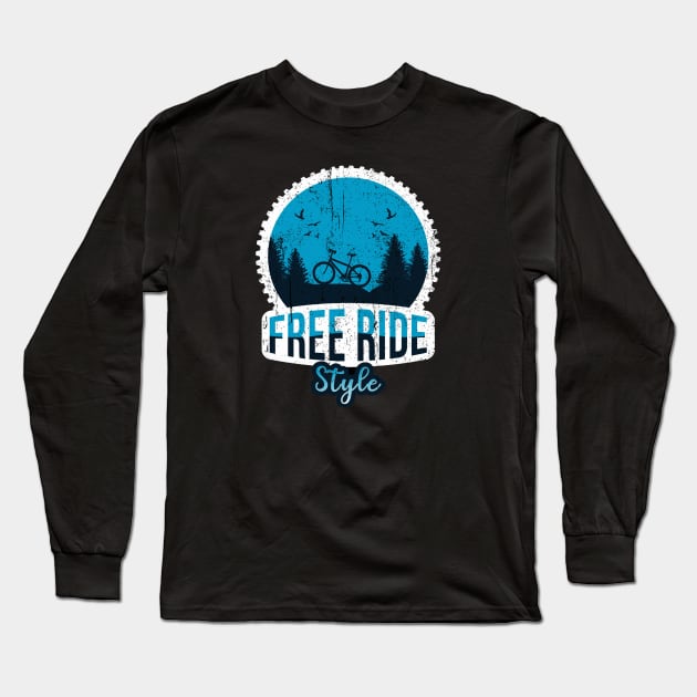 Free Ride Style Bicycle Design With Nature Sky Long Sleeve T-Shirt by Artmoo